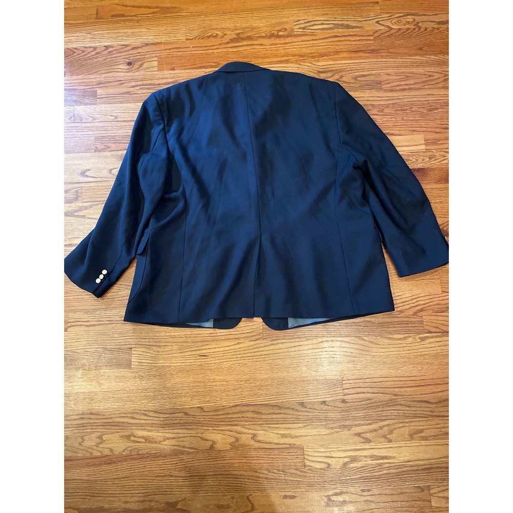 Stafford Mens Blazer 56R Navy Blue Worsted Wool Gold Button Sport Coat Jacket - Picture 2 of 9